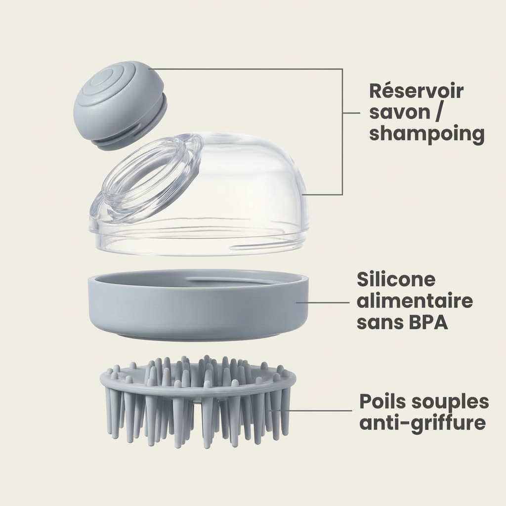 Brosse de Bain Massante 2-en-1 PawSpa